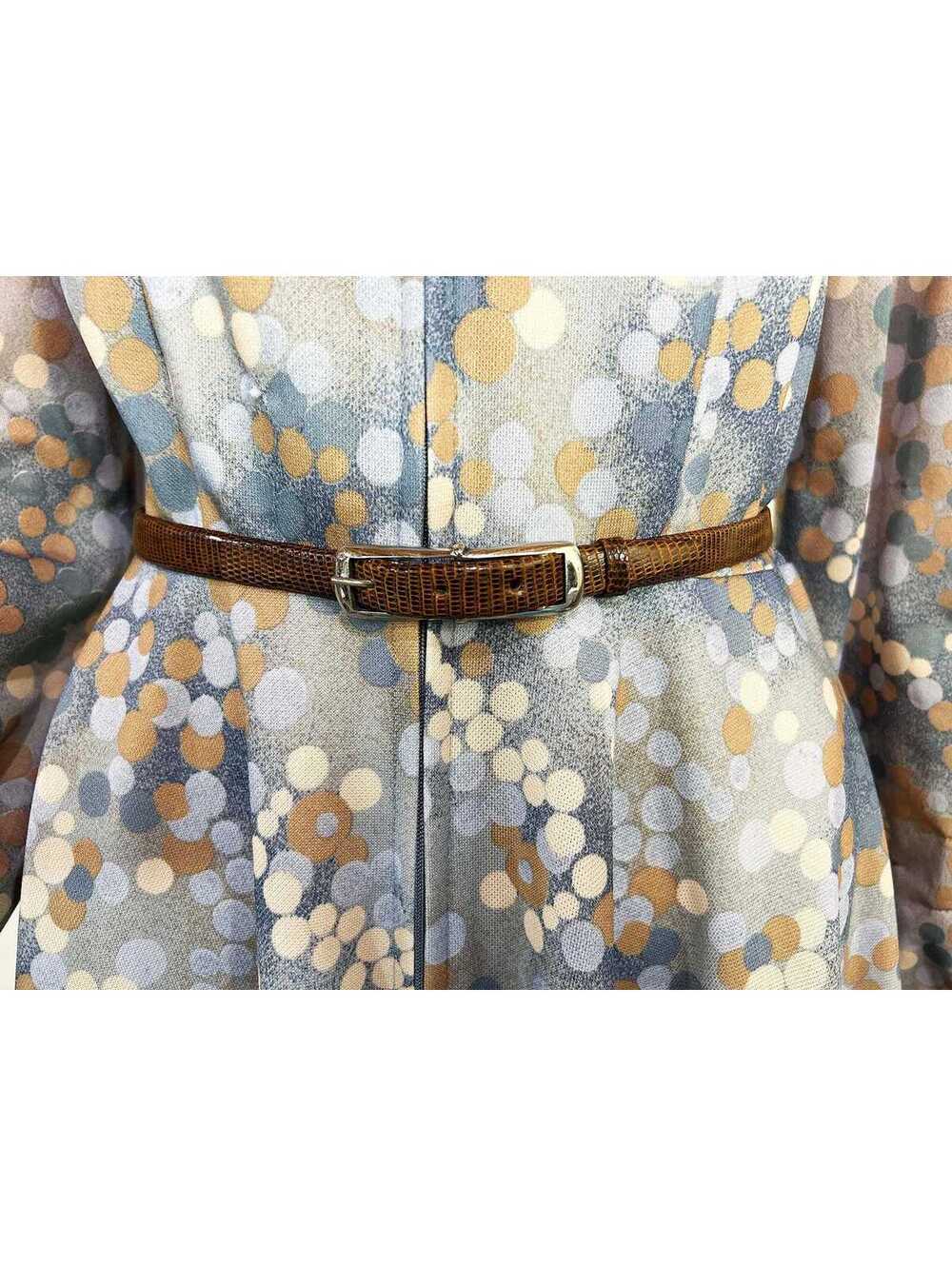 Skinny Faux Leather Belt Cowgirl Embossed Silver Metal Buckle Large 1980s